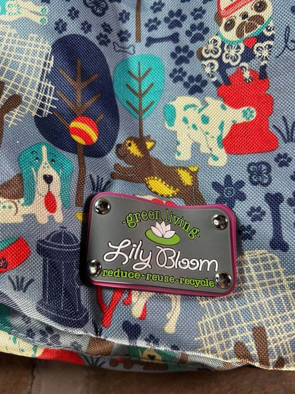 Lily Bloom Canvas Shoulder Bag Dog lovers Green Living multi pockets